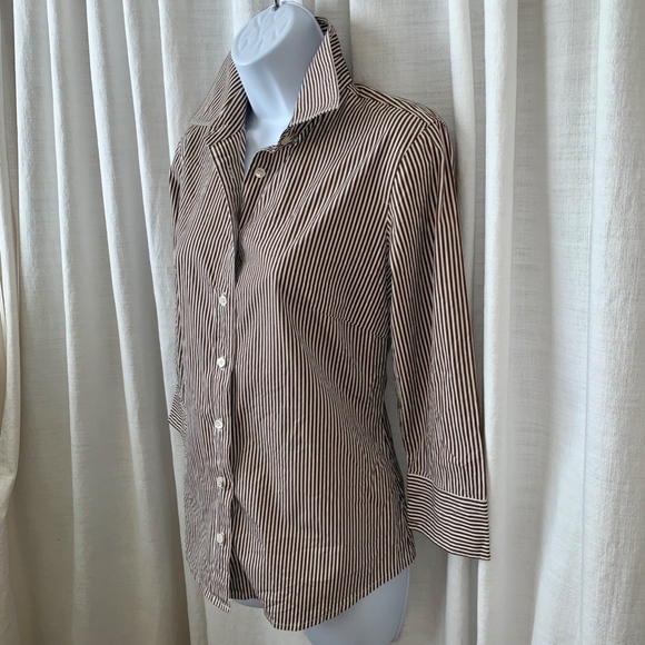 EUC- J.CREW *Brown Stripe* Perfect 3/4 Sleeve Top - Picture 4 of 7